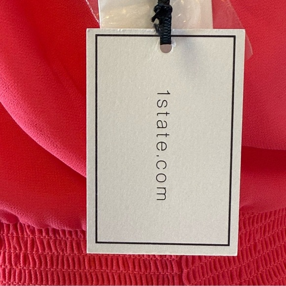 NWT 1.State Flutter Sleeve Mini Dress Coral Smocked Neck & Waist Women’s Small - Picture 9 of 10